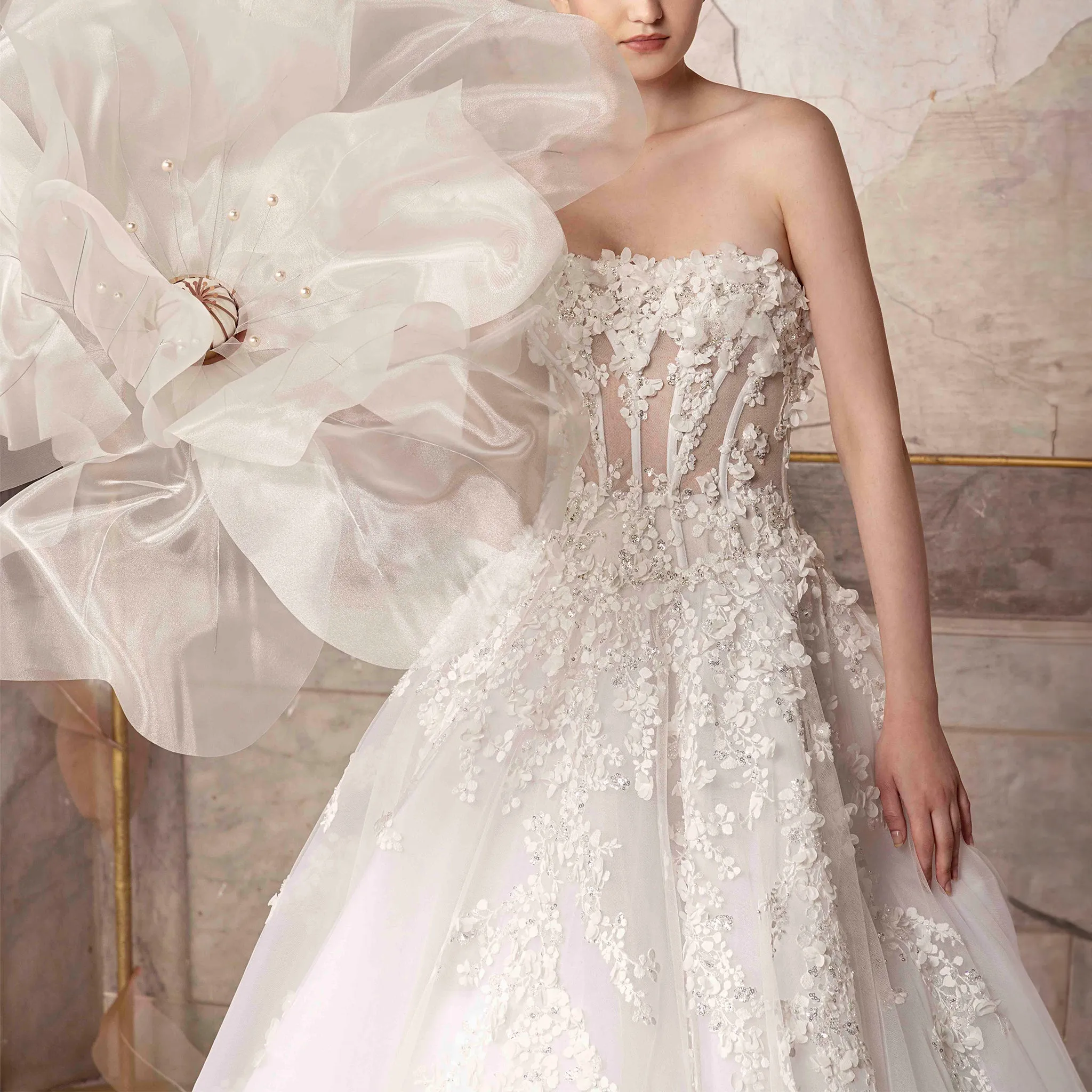 3D Flower Corset with Tulle Skirt