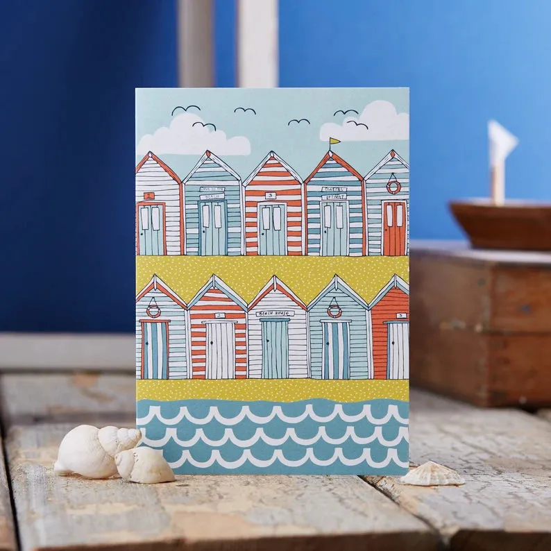 50 Beach Huts Card By Jessica Hogarth