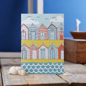 50 Beach Huts Card By Jessica Hogarth