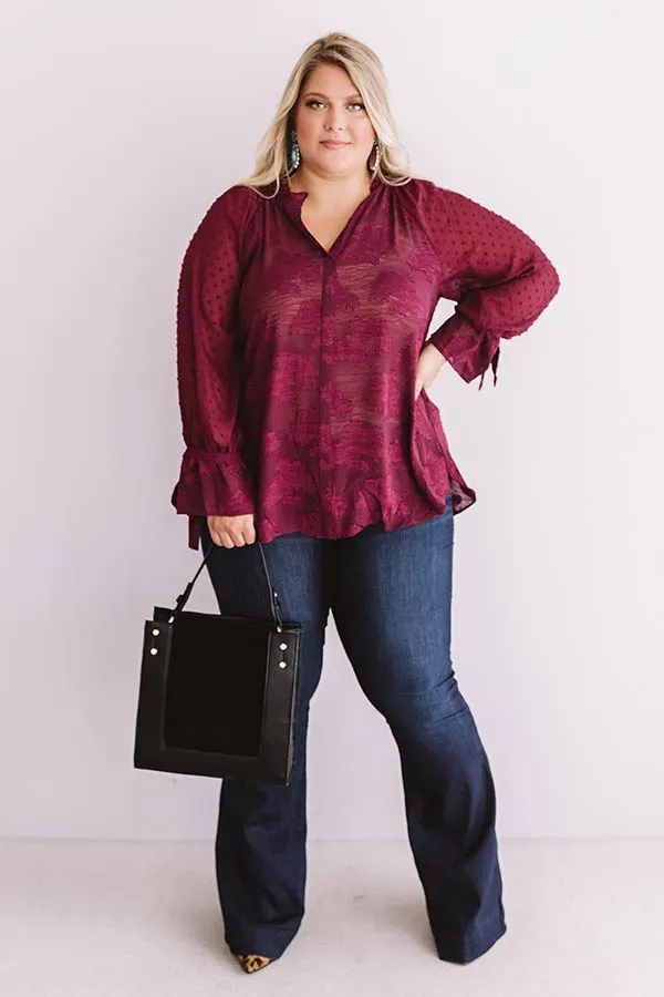 A Dozen Roses Shift Top In Wine Curves
