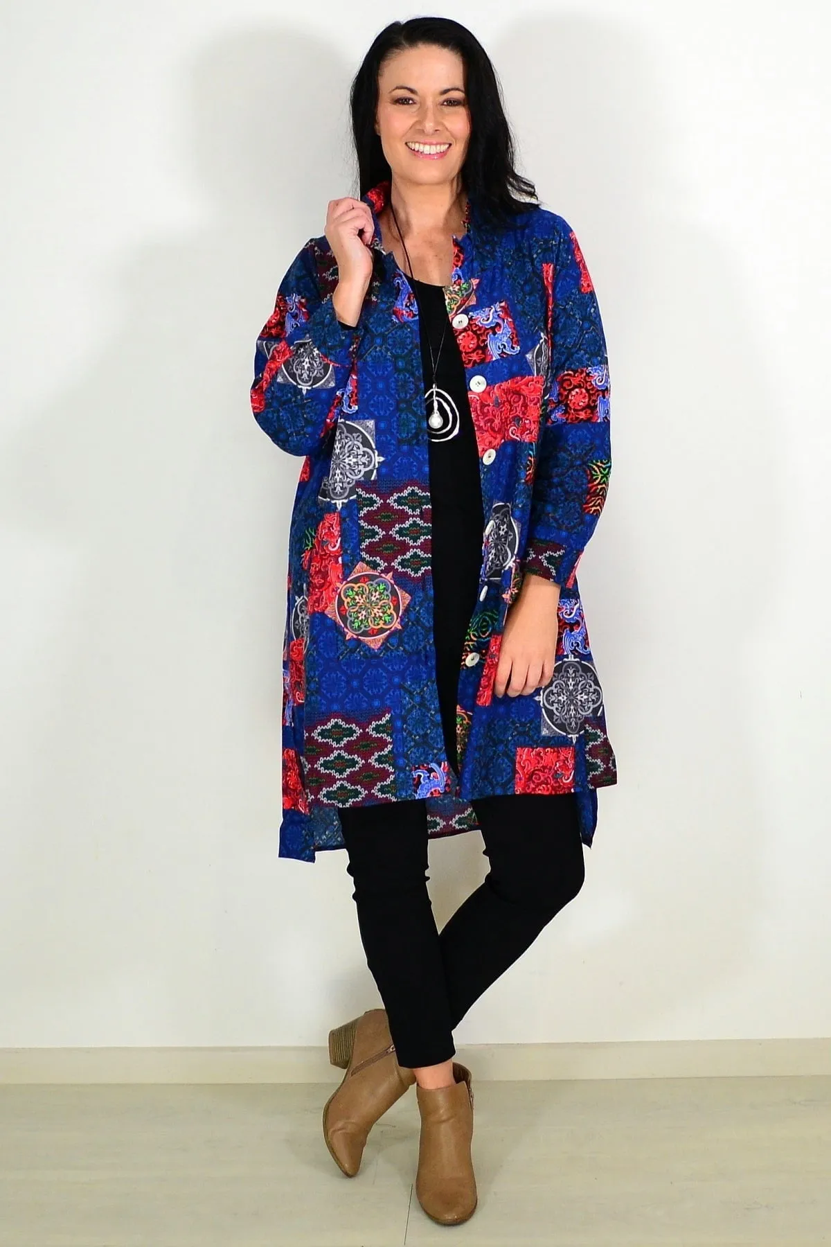 Abstract Navy Tunic Shirt
