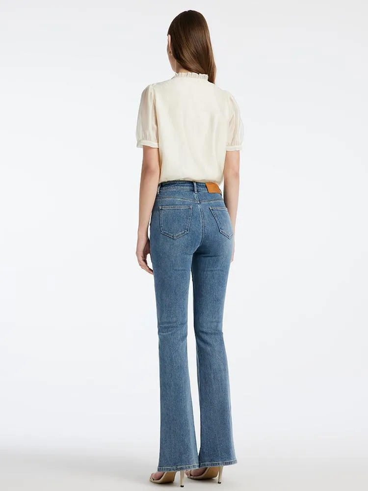 Acetate Split Hem Flare Jeans