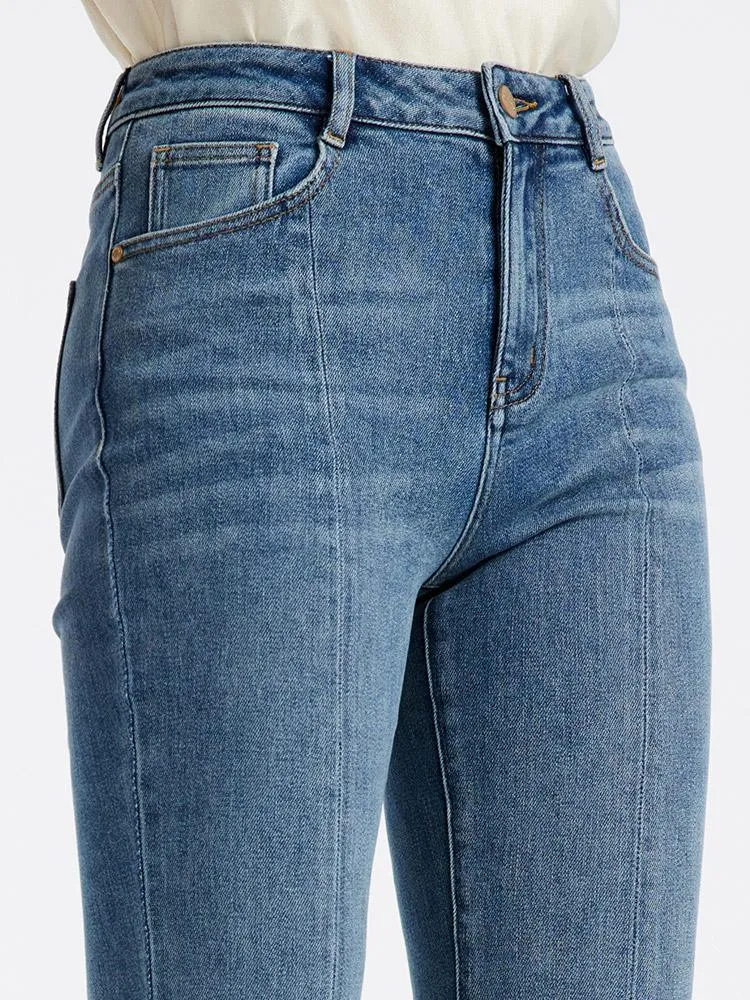 Acetate Split Hem Flare Jeans