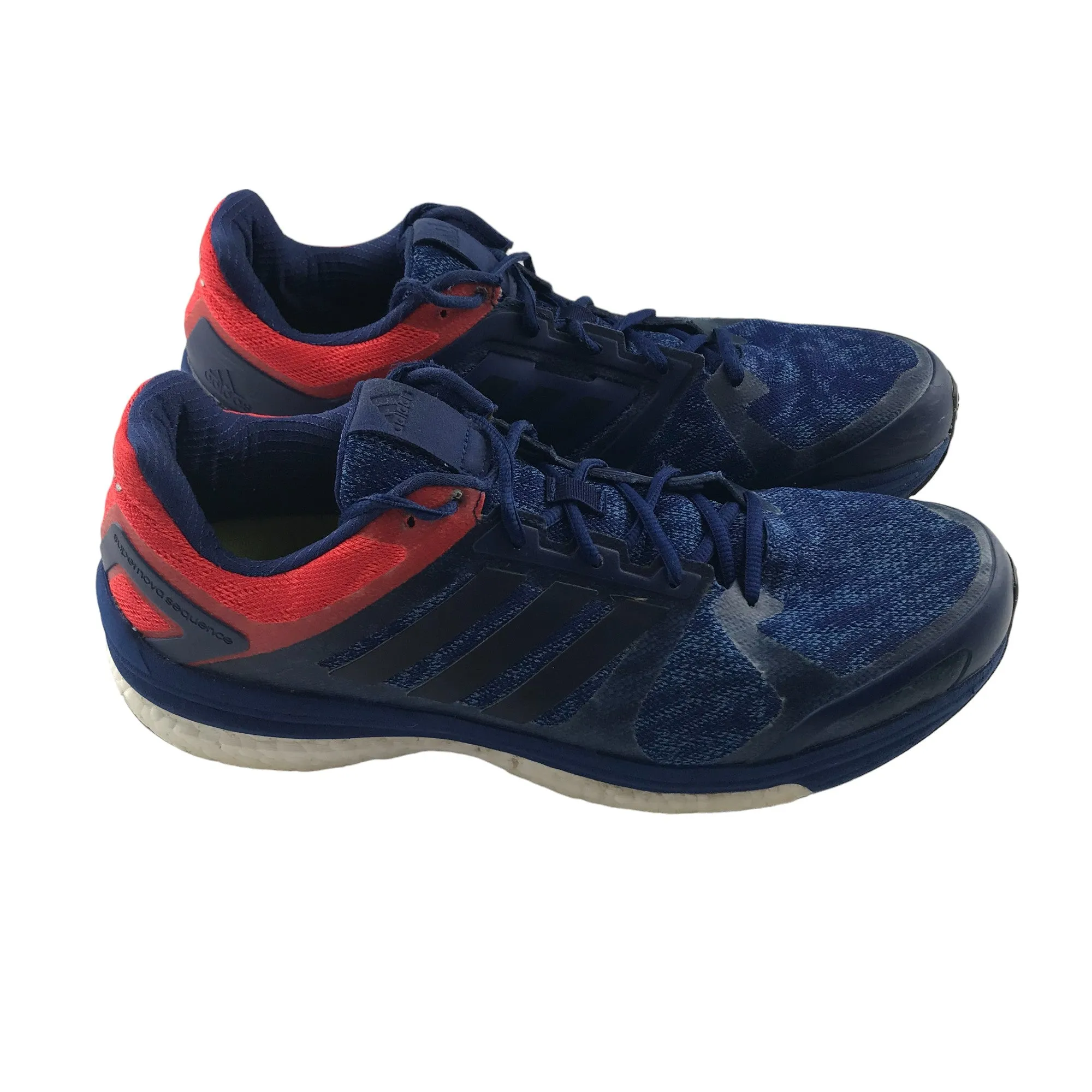 Adidas Supernova Sequence trainers shoe size 11 blue and red sneakers with laces