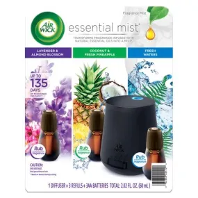 Air Wick Air Freshener Mist with Essential Oils 1 Diffuser   3 Refills-442148-0062338025162