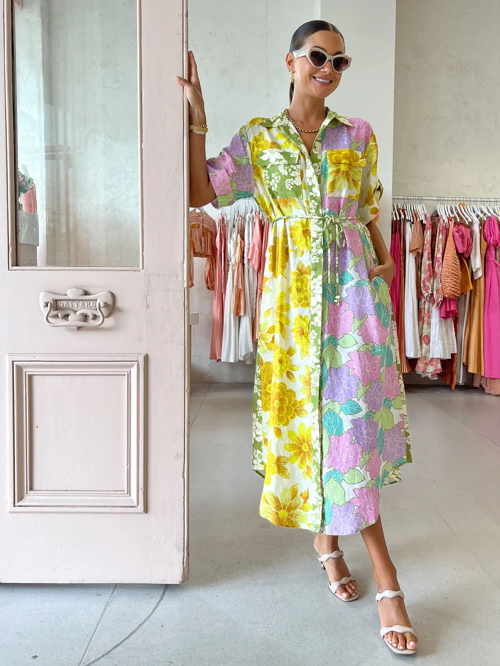 Alemais Elora Patchwork Shirtdress in Multi