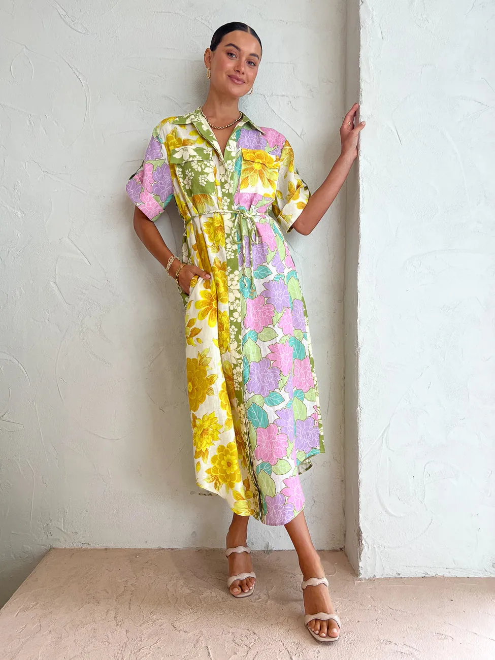 Alemais Elora Patchwork Shirtdress in Multi