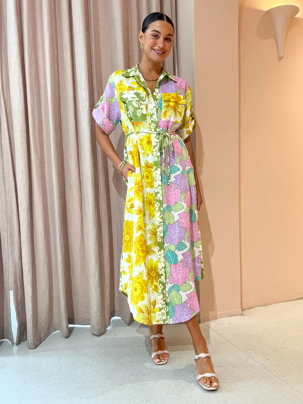 Alemais Elora Patchwork Shirtdress in Multi