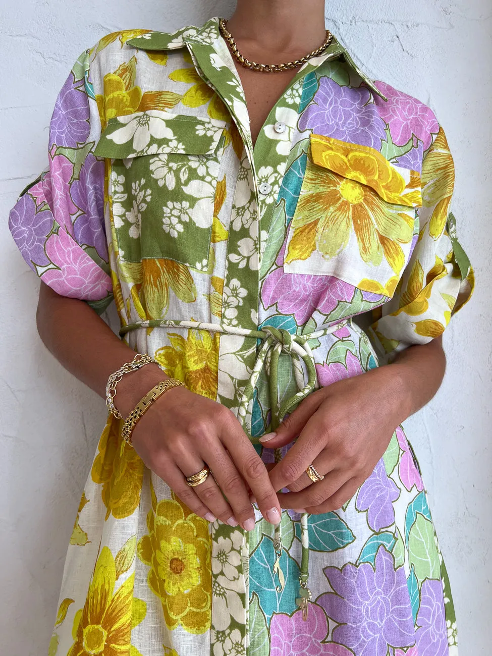 Alemais Elora Patchwork Shirtdress in Multi