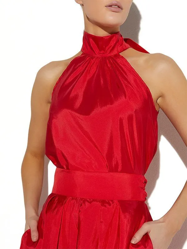 Ava Red Halter Top