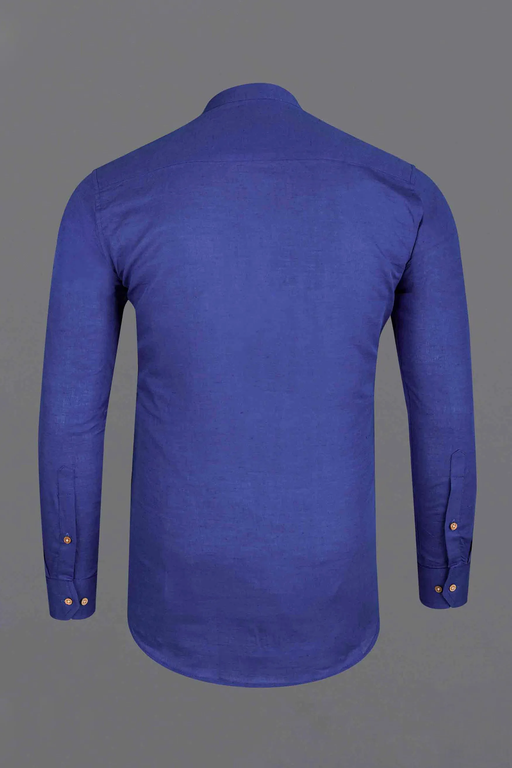 Berry Blue Tribal Hand Painted Luxurious Linen Kurta Shirt