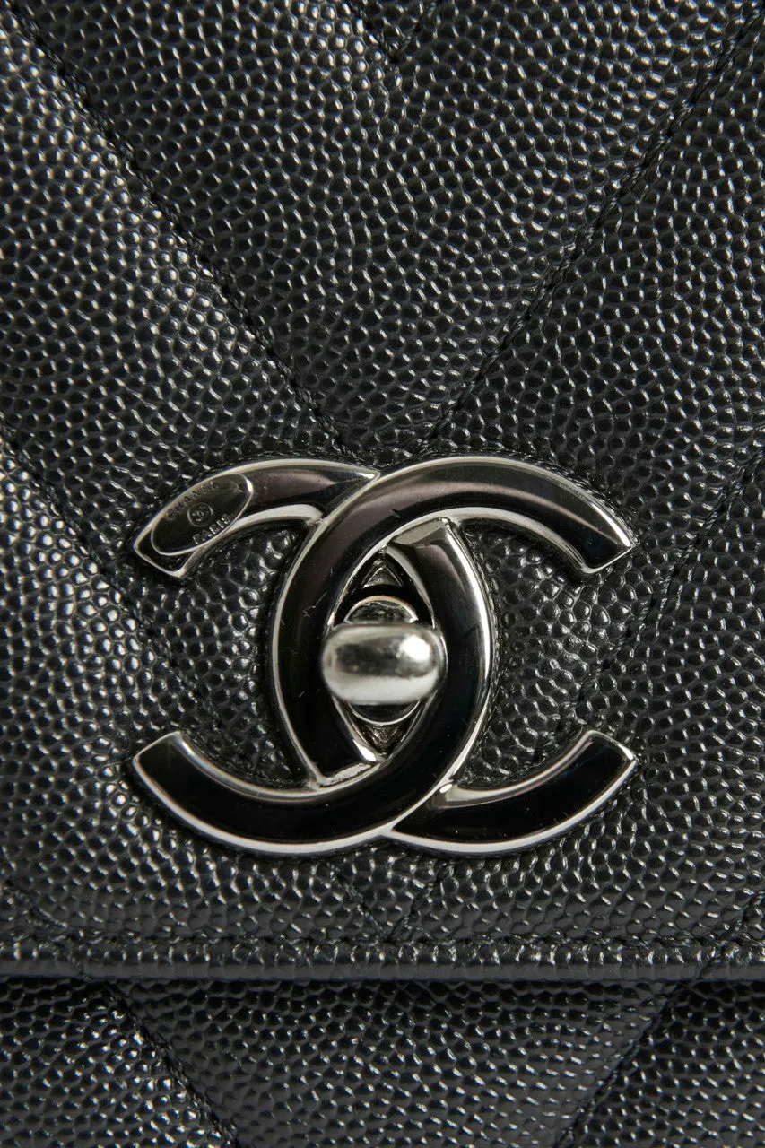 Black Caviar Leather Preowned  Small Coco Handle Bag