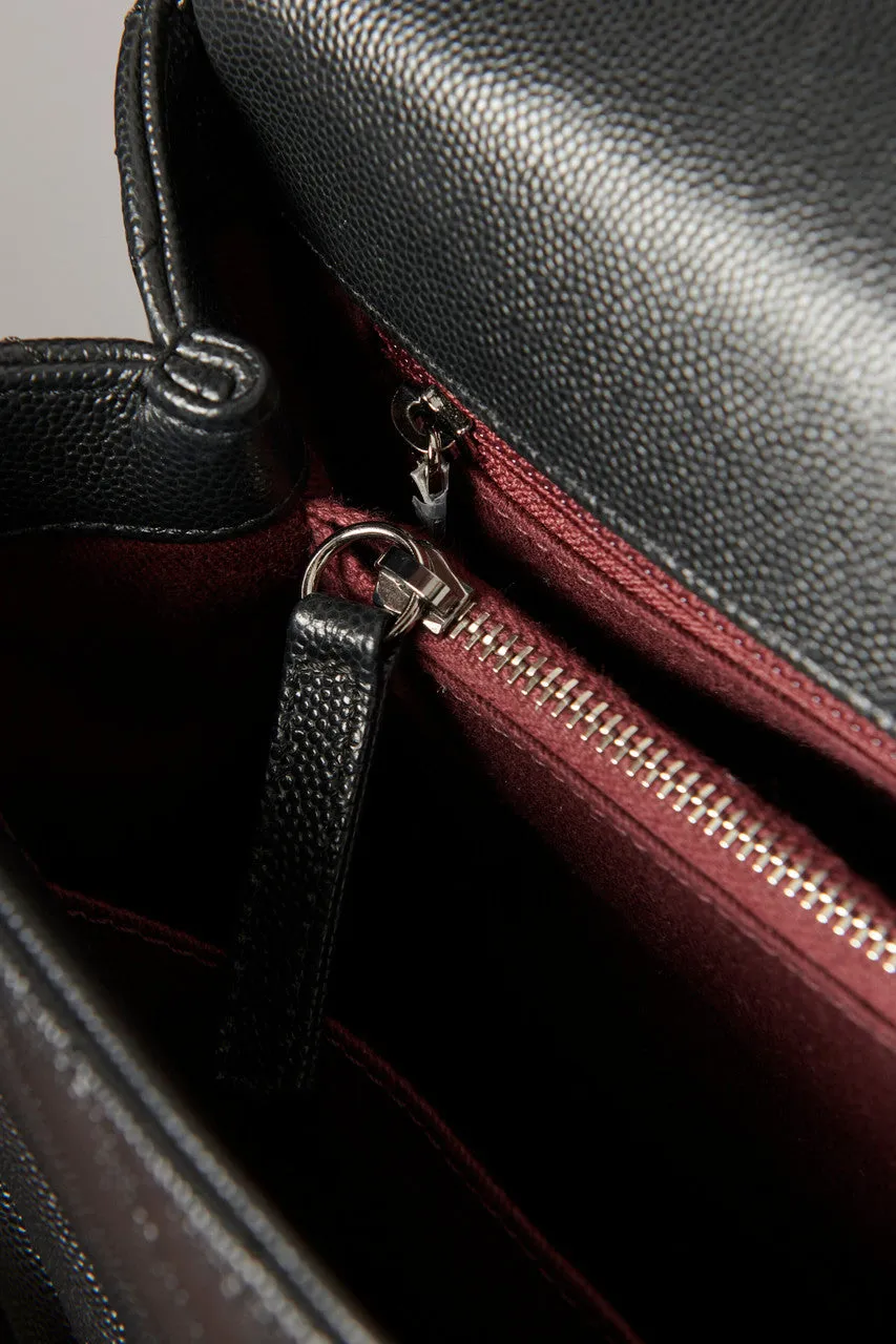 Black Caviar Leather Preowned  Small Coco Handle Bag