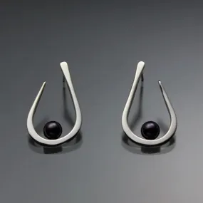 Black Pearl Earrings EAR030SMSSPB Sterling Silver or 14K Gold by John Tzelepis Jewelry