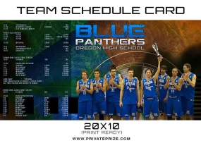 Blue Panthers Team Schedule Card