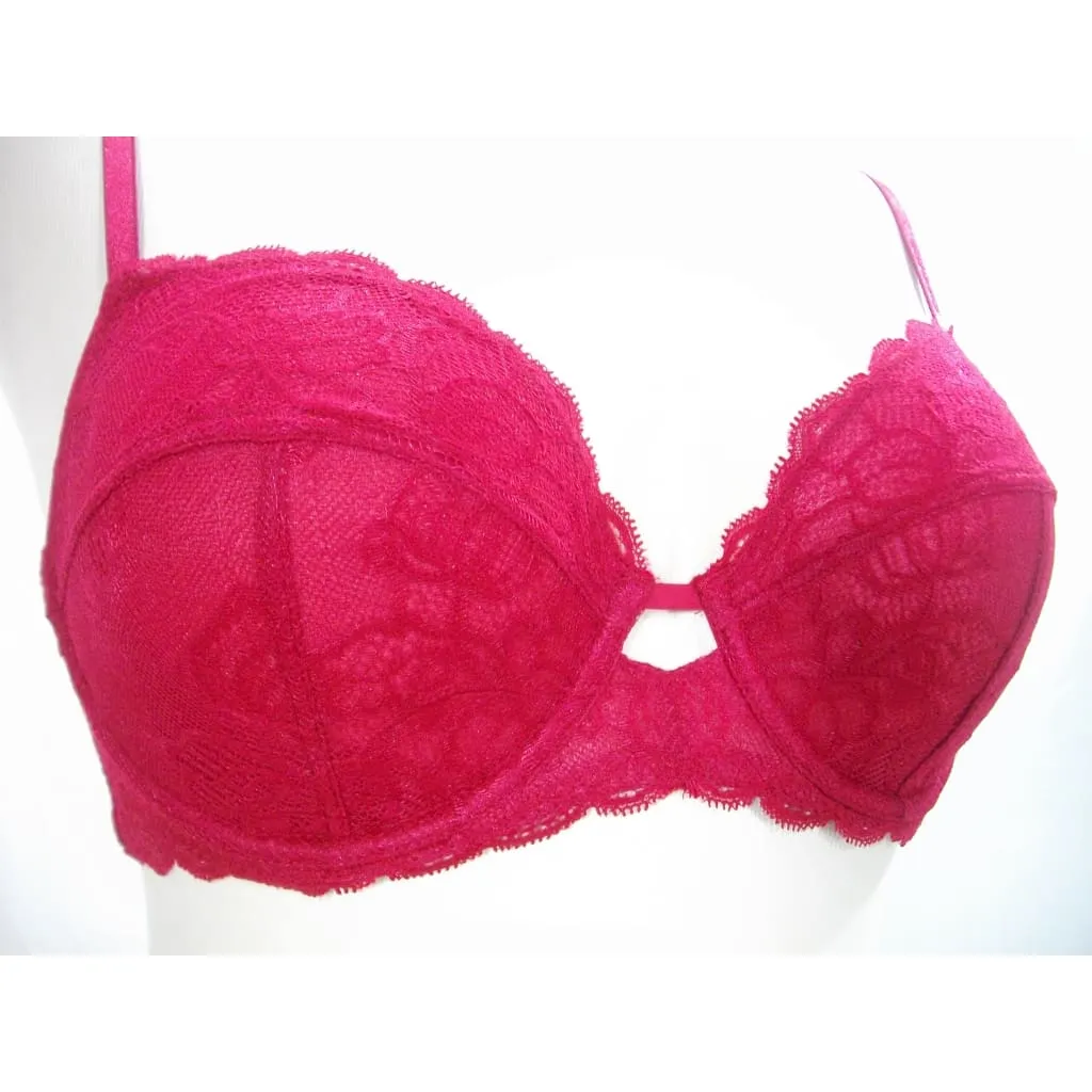 Calvin Klein QF1741 Seductive Comfort With Lace Full Coverage UW Bra 40B & QF1199 Seductive Comfort Thong LARGE Cranberry NWT