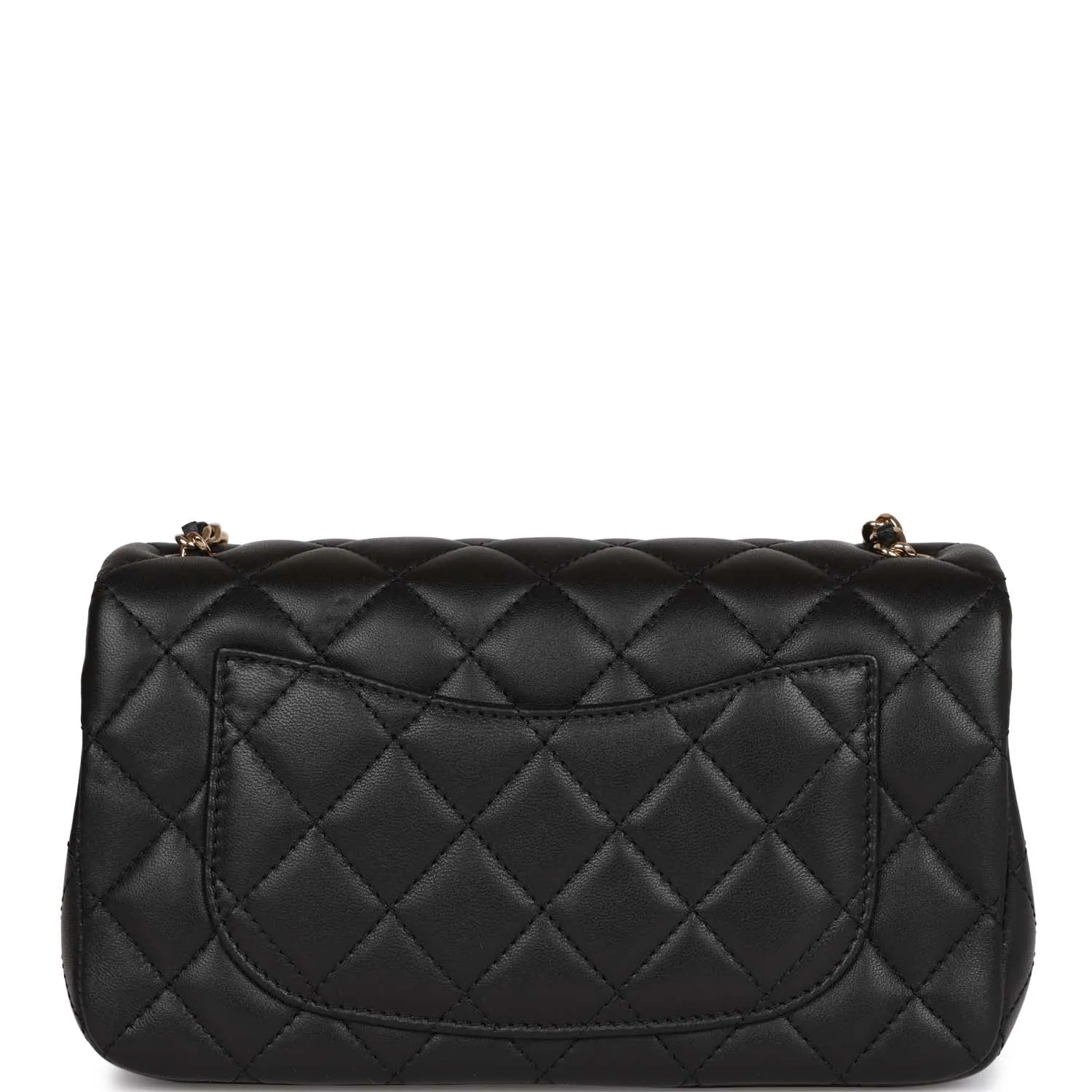 Chanel Pearl Crush Mini Rectangular Flap Bag Black Lambskin Light Gold Hardware