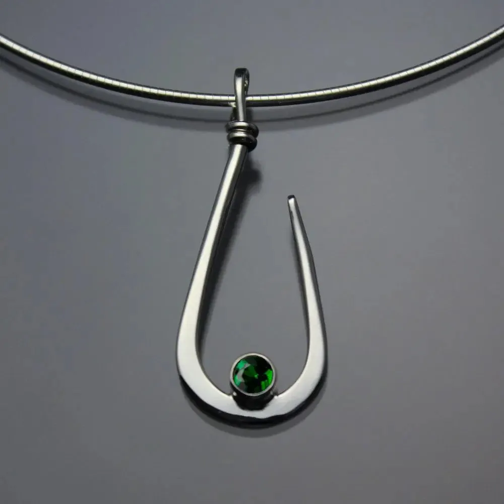 Chrome Diopside Pendant Necklace PEN030CD Sterling Silver by John Tzelepis Jewelry