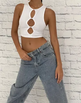 Danica Crop Top in Lycra White