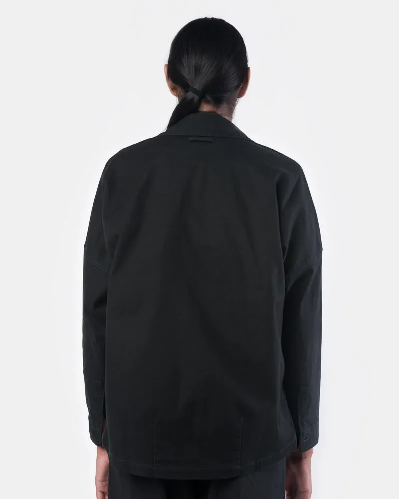 Drop Shoulder Panama Jacket in Black
