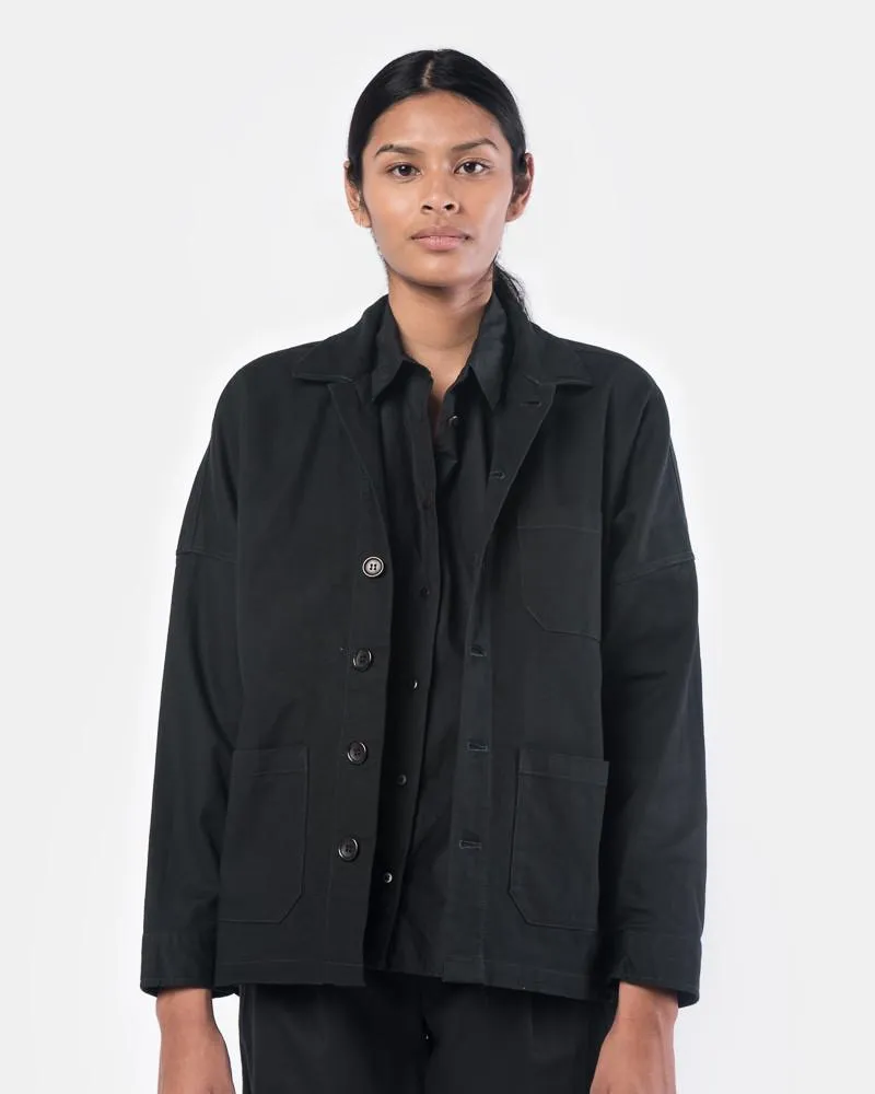 Drop Shoulder Panama Jacket in Black