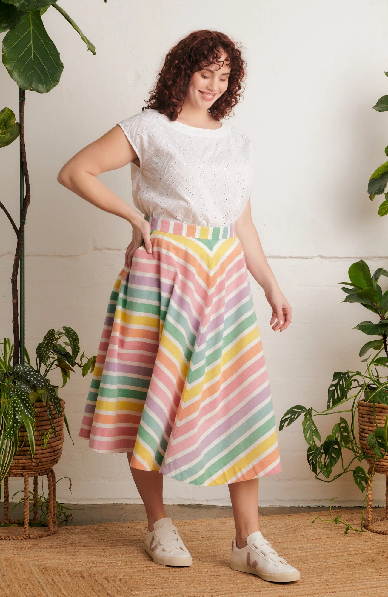 Edna Chevron Broderie White Top