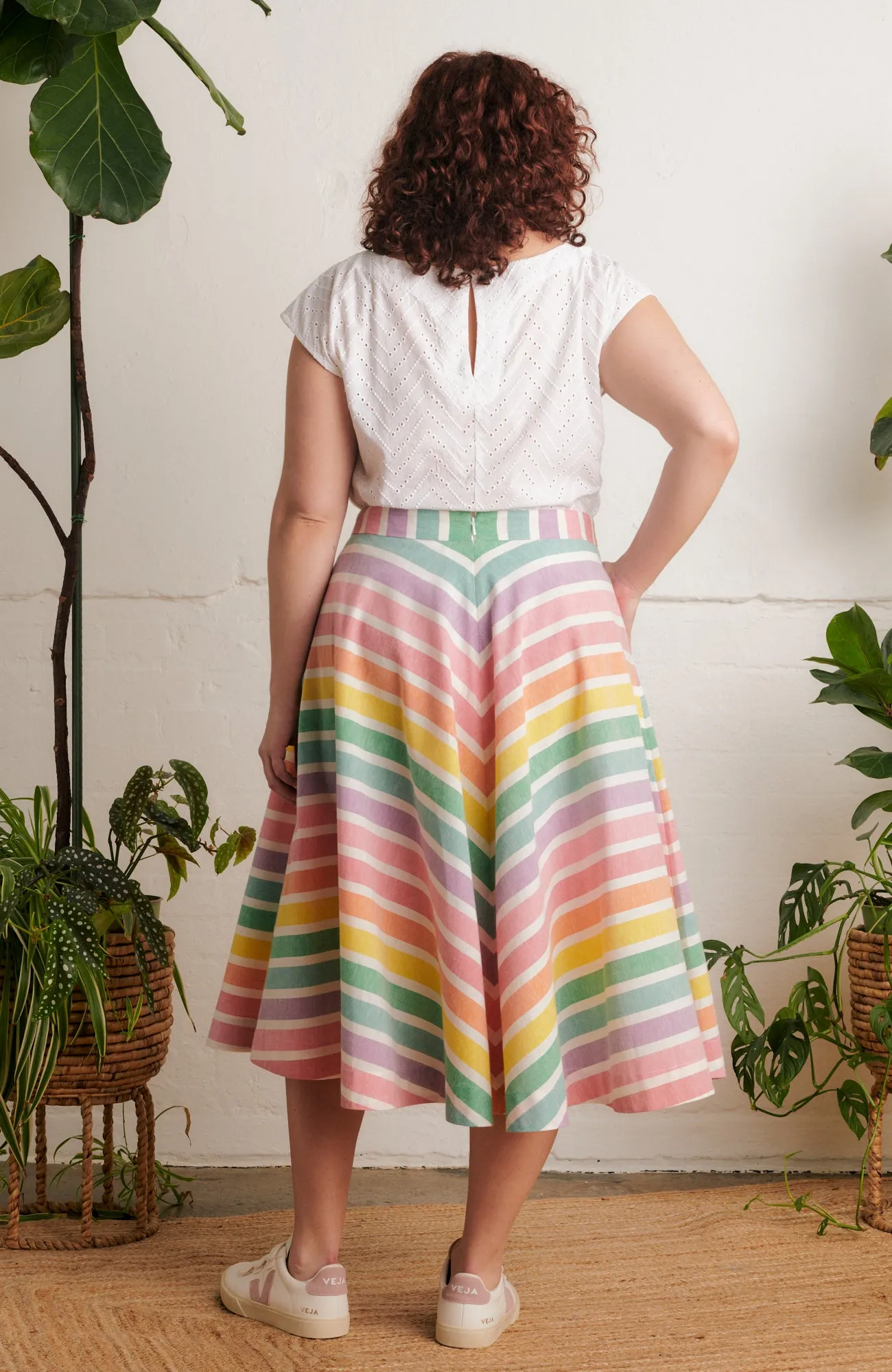 Edna Chevron Broderie White Top
