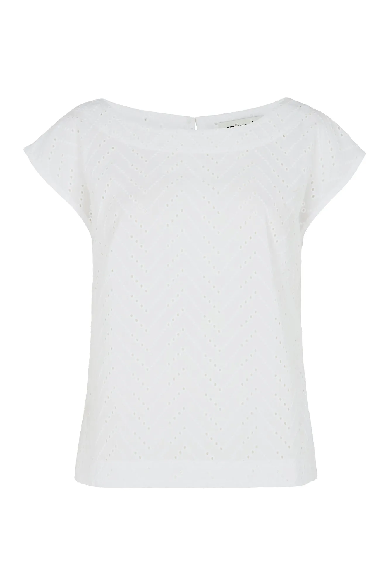 Edna Chevron Broderie White Top