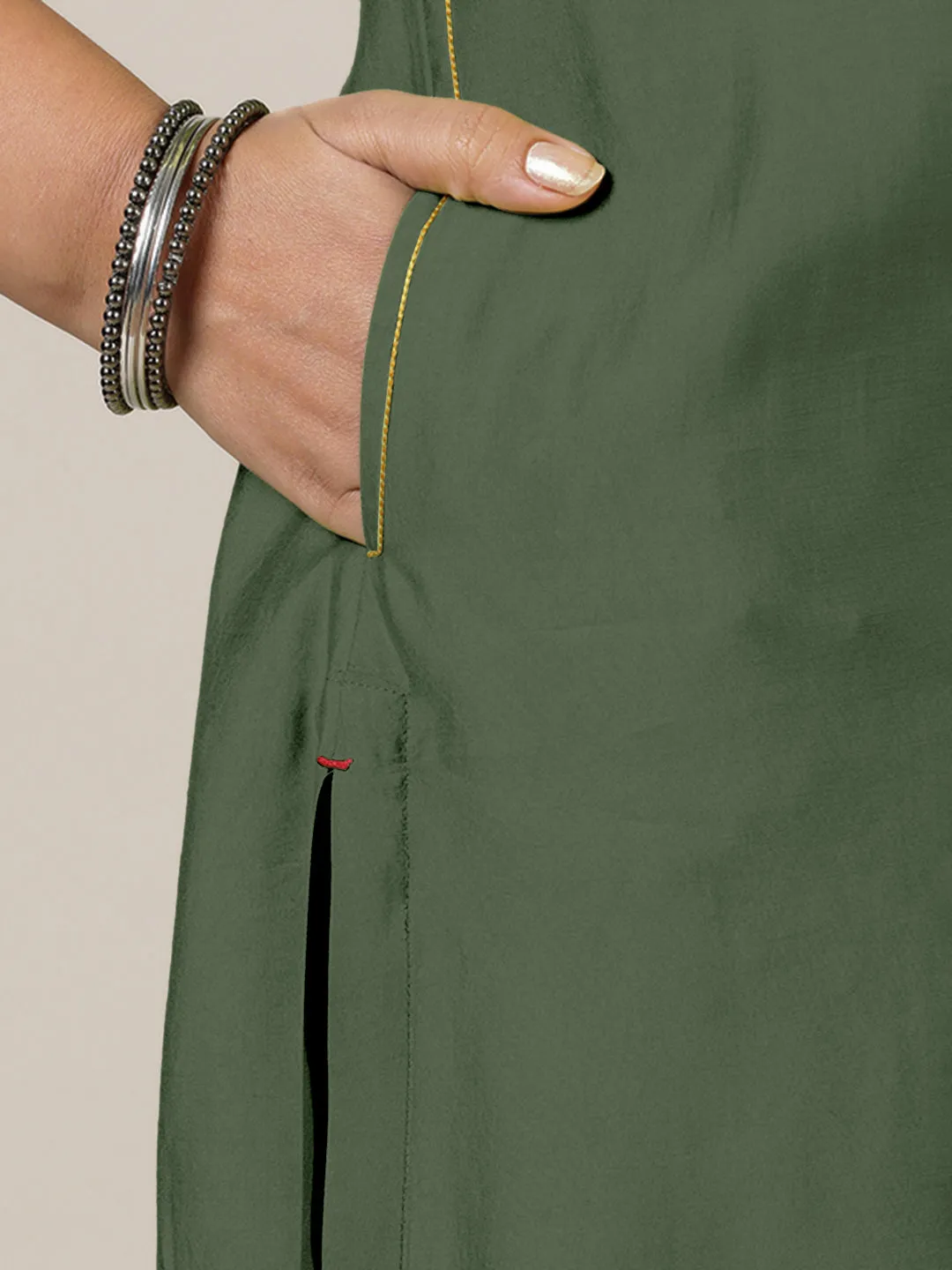 Esha x Rozaana | A Line Kurta in Hunter Green with Thread Work | Coords or Only Kurta