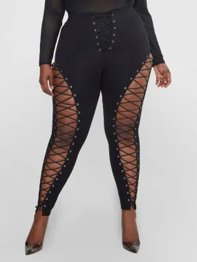 Essie Lace-up Ponte Knit Leggings