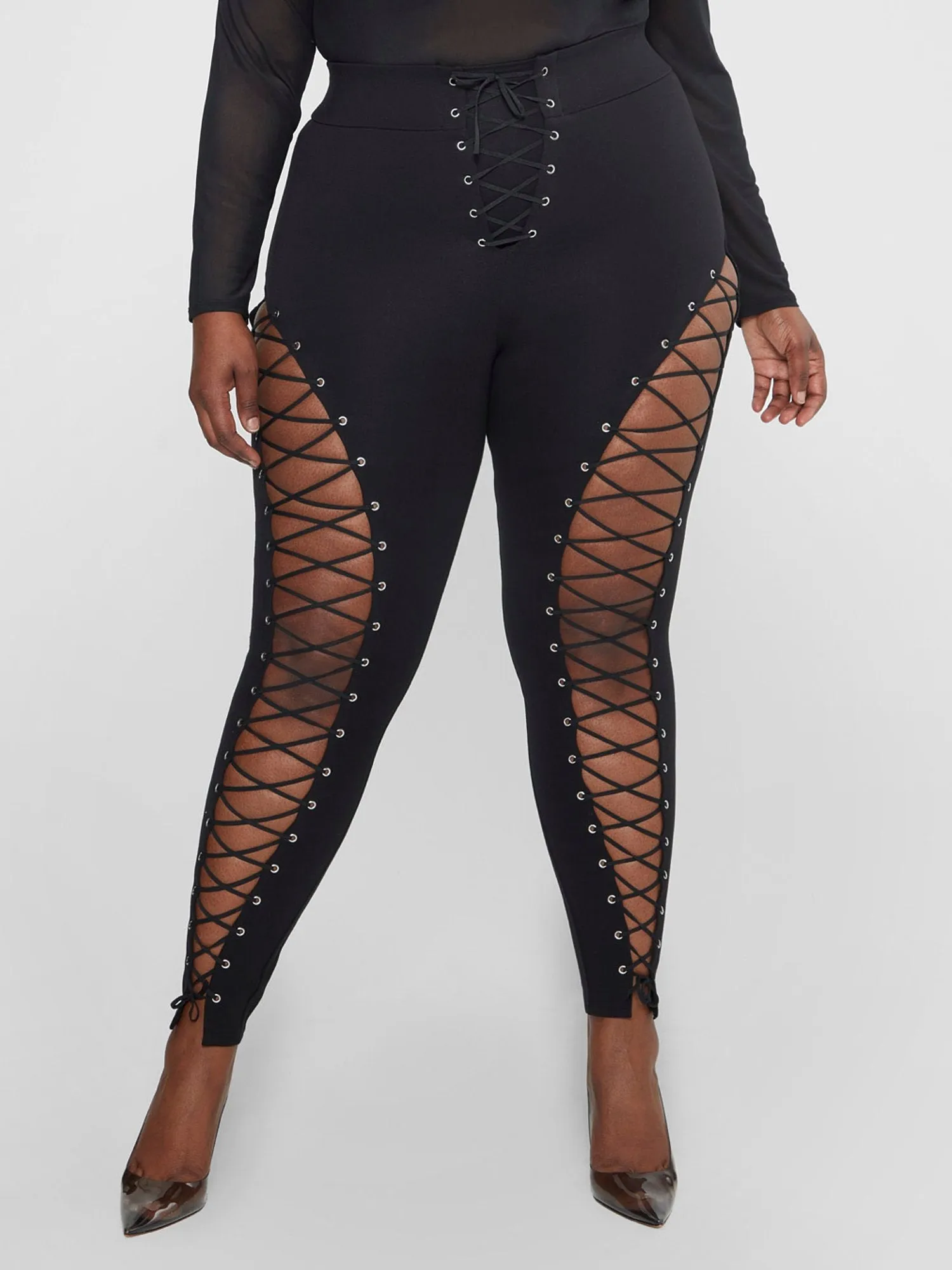 Essie Lace-up Ponte Knit Leggings