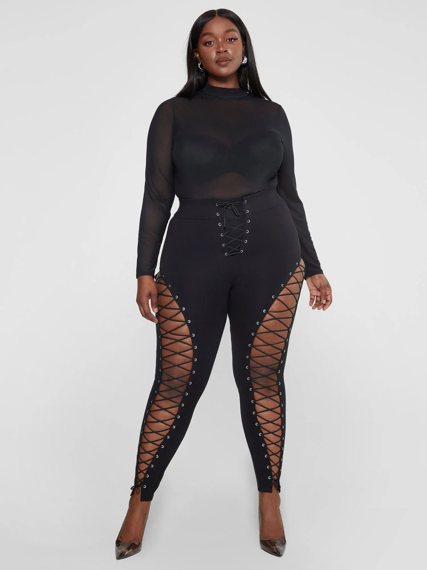 Essie Lace-up Ponte Knit Leggings