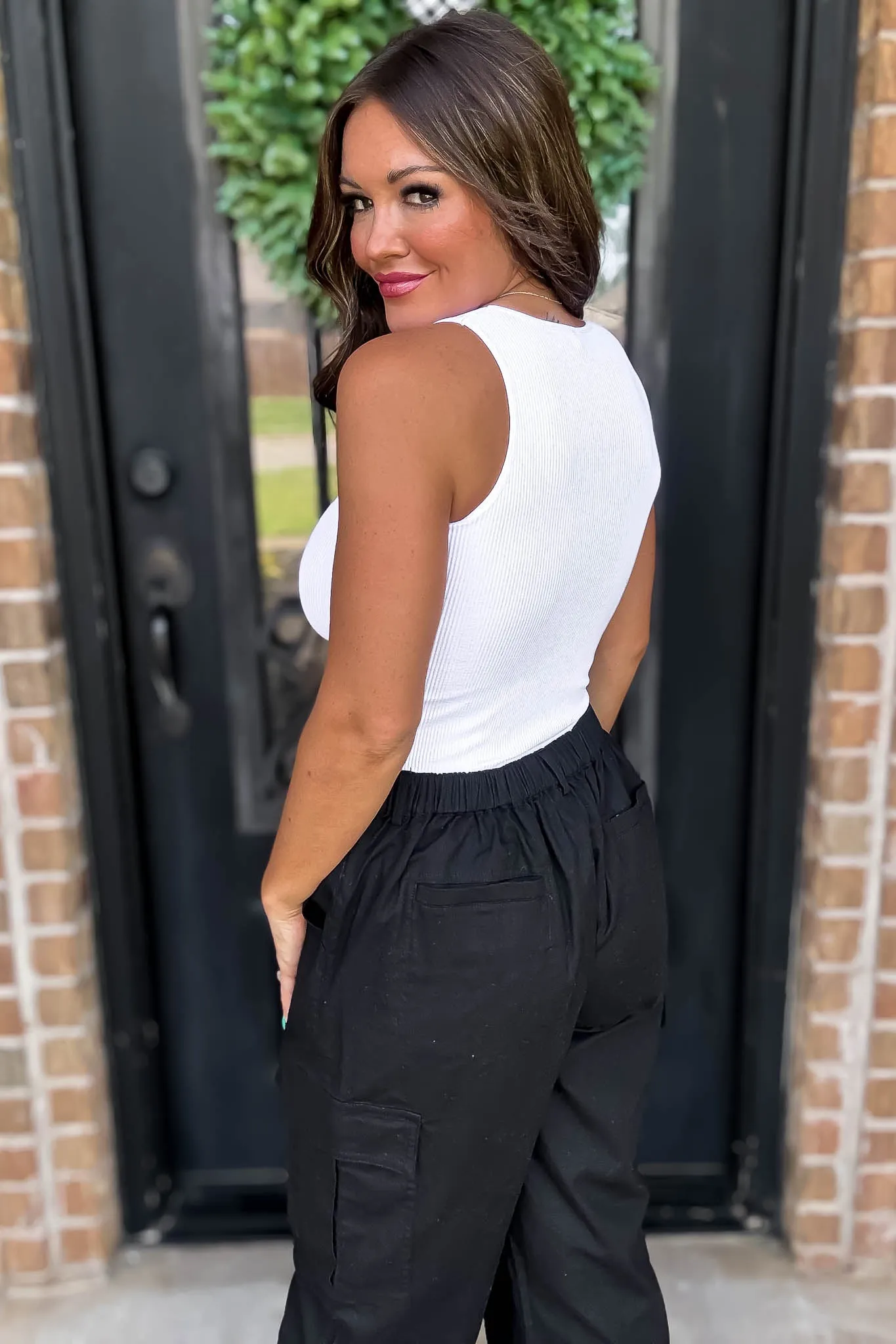 Everything White Ribbed Seamless Scoop Neck Bodysuit