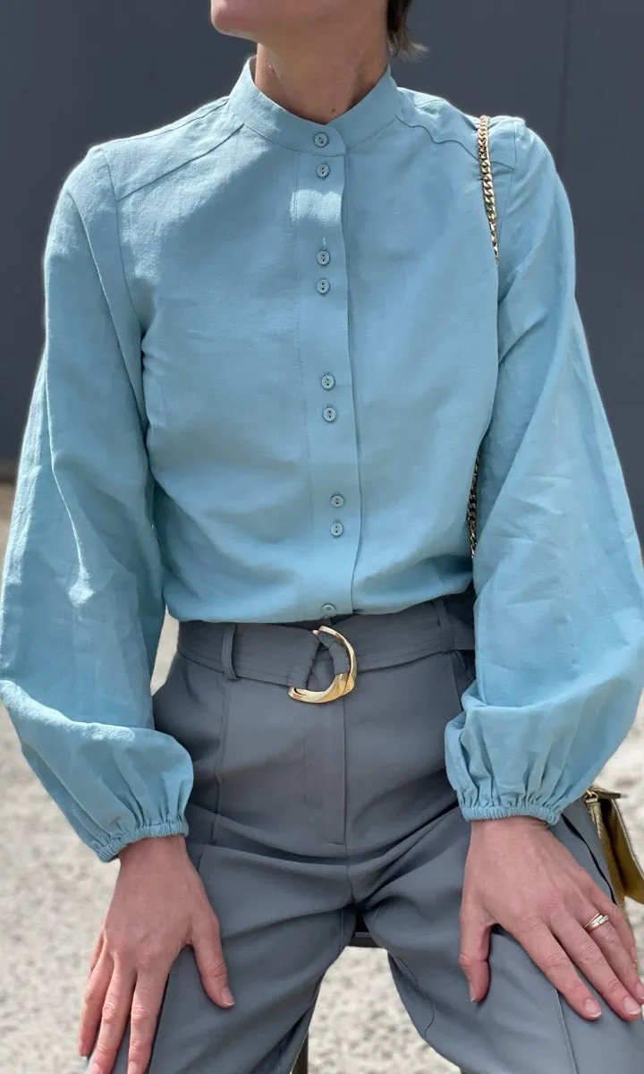 Feeling Good Shirt -  Linen Light Blue