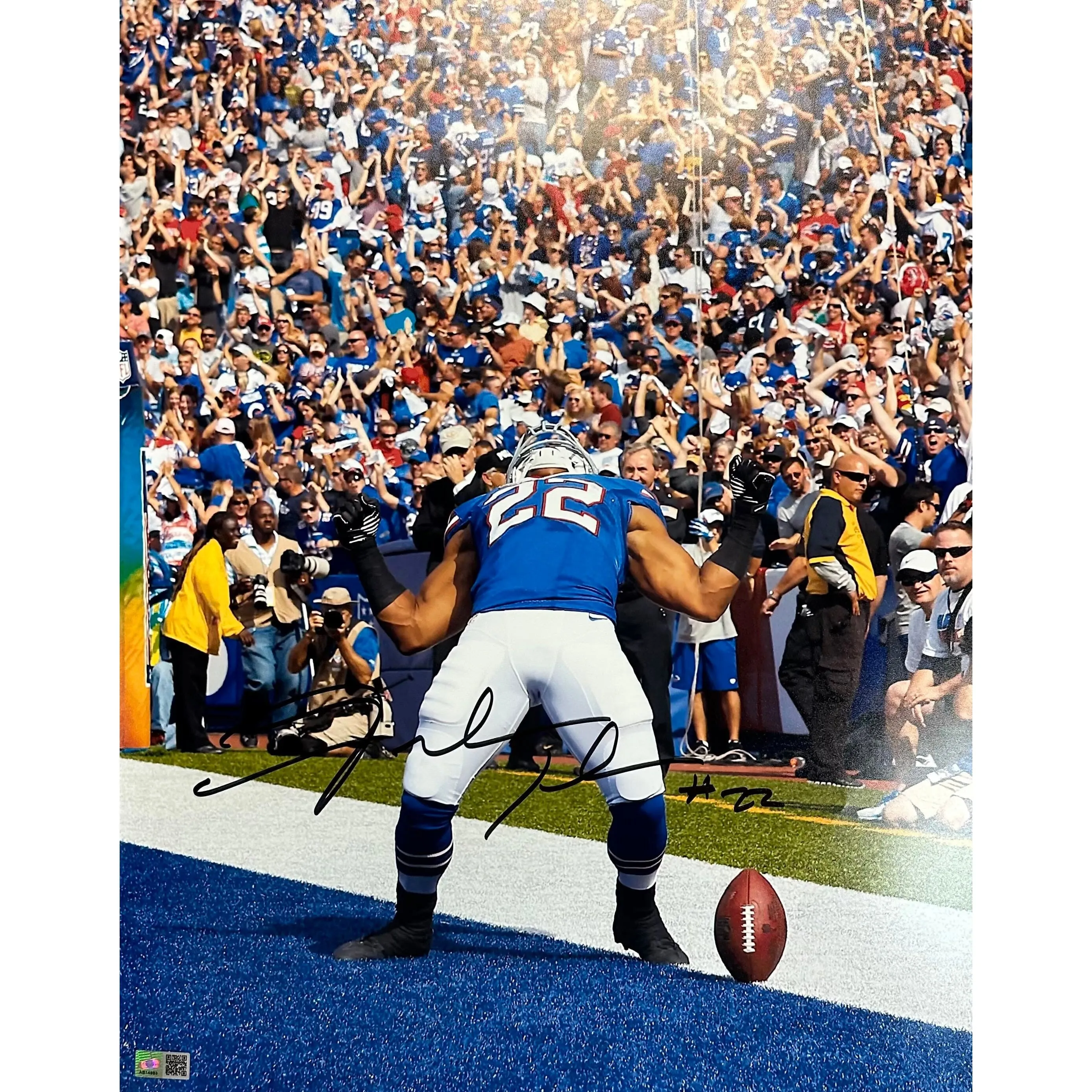 Fred Jackson Signed End Zone Blue Superman 16x20 Photo