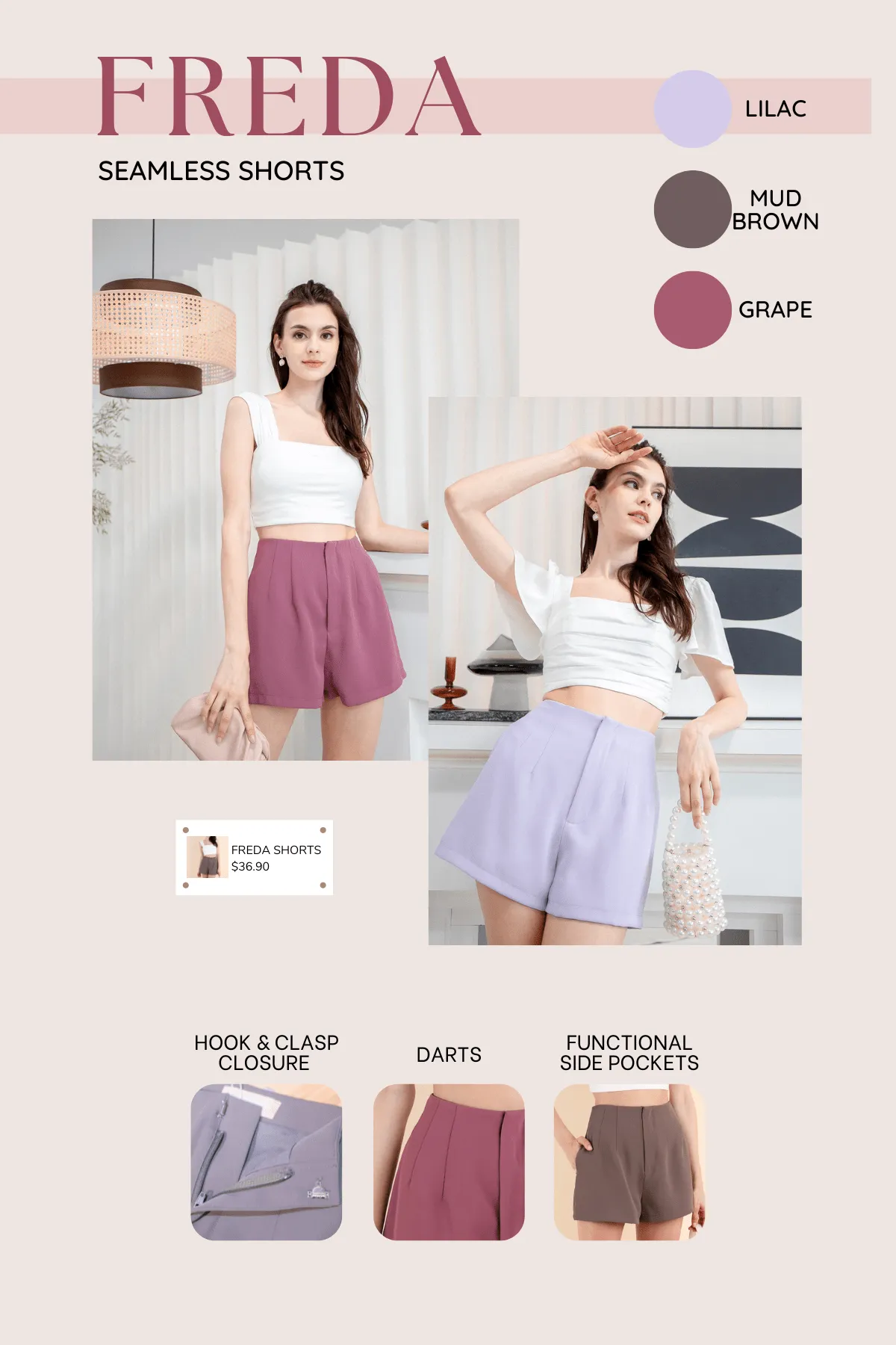 FREDA SEAMLESS BASIC SHORTS IN GRAPE