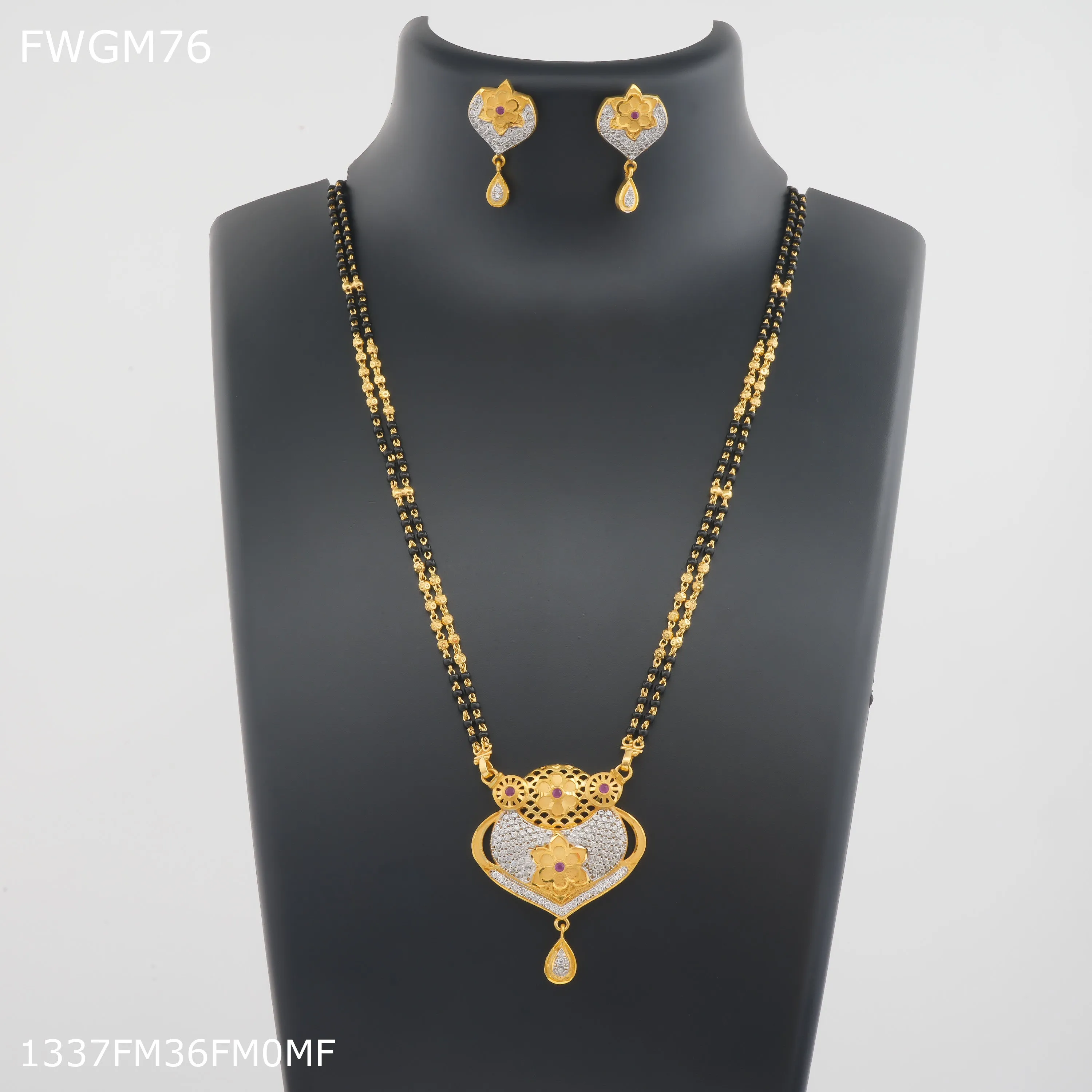 Freemen 1gm AD Heart mangalsutra for women - FWGM76