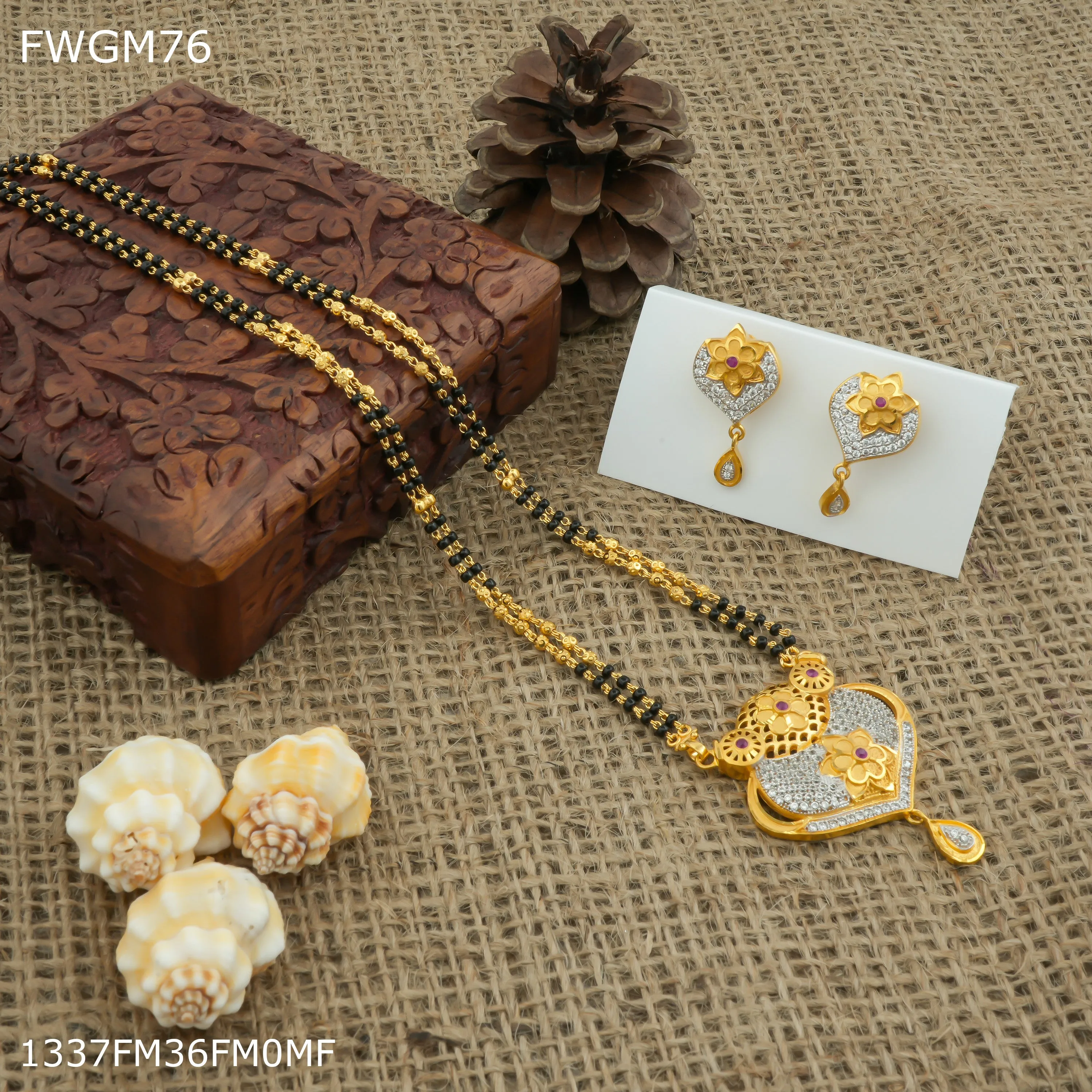 Freemen 1gm AD Heart mangalsutra for women - FWGM76