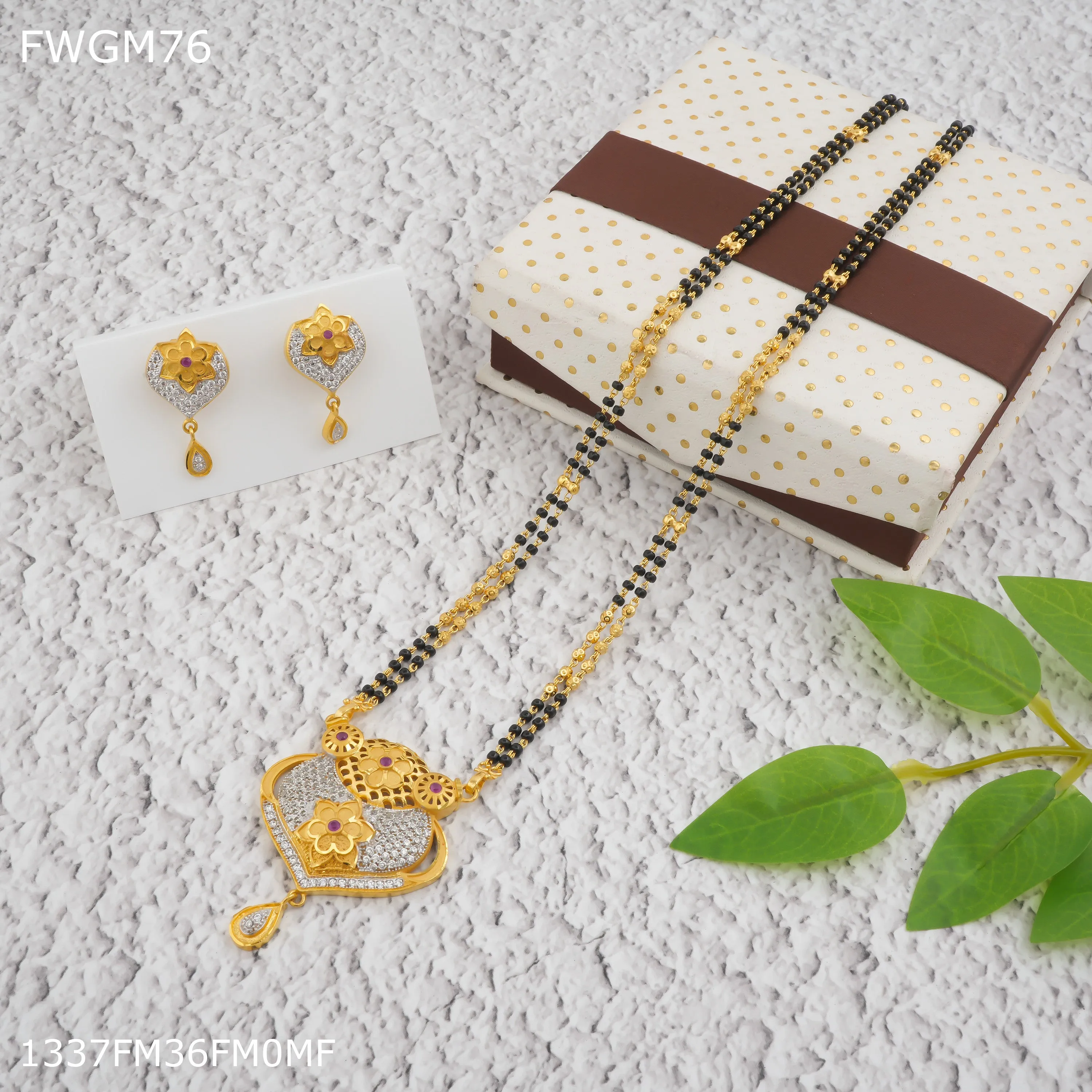Freemen 1gm AD Heart mangalsutra for women - FWGM76