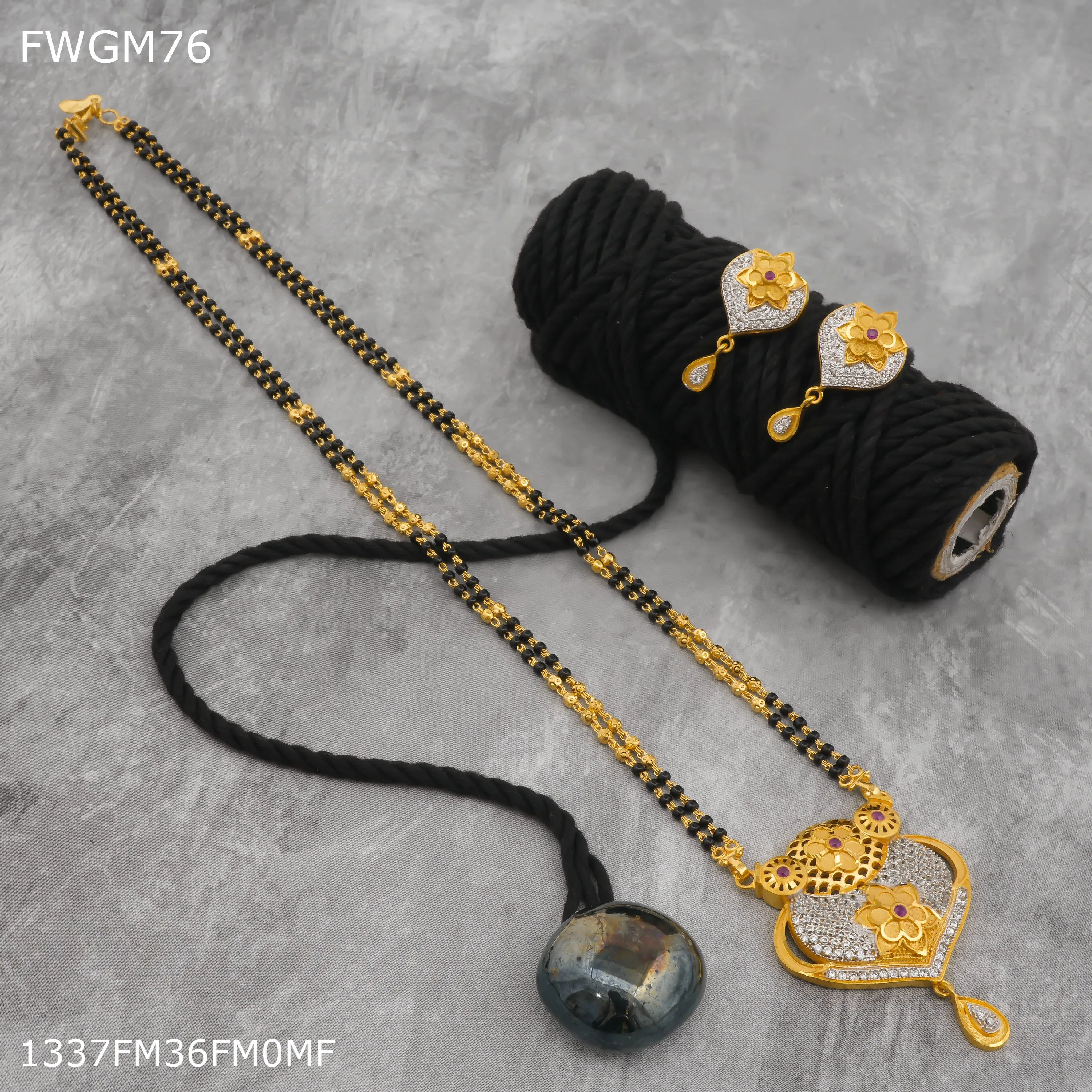 Freemen 1gm AD Heart mangalsutra for women - FWGM76