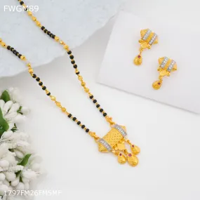 Freemen 1MG One line box mangalsutra with earrings for women - FWGM89