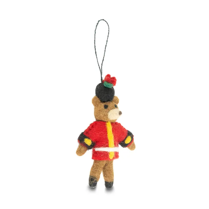 Guardsman Bear Poppy Felt Christmas Decoration