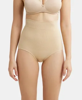 High Waist Cotton Rich Elastane Stretch Seamfree Bikini Shapewear - Skin