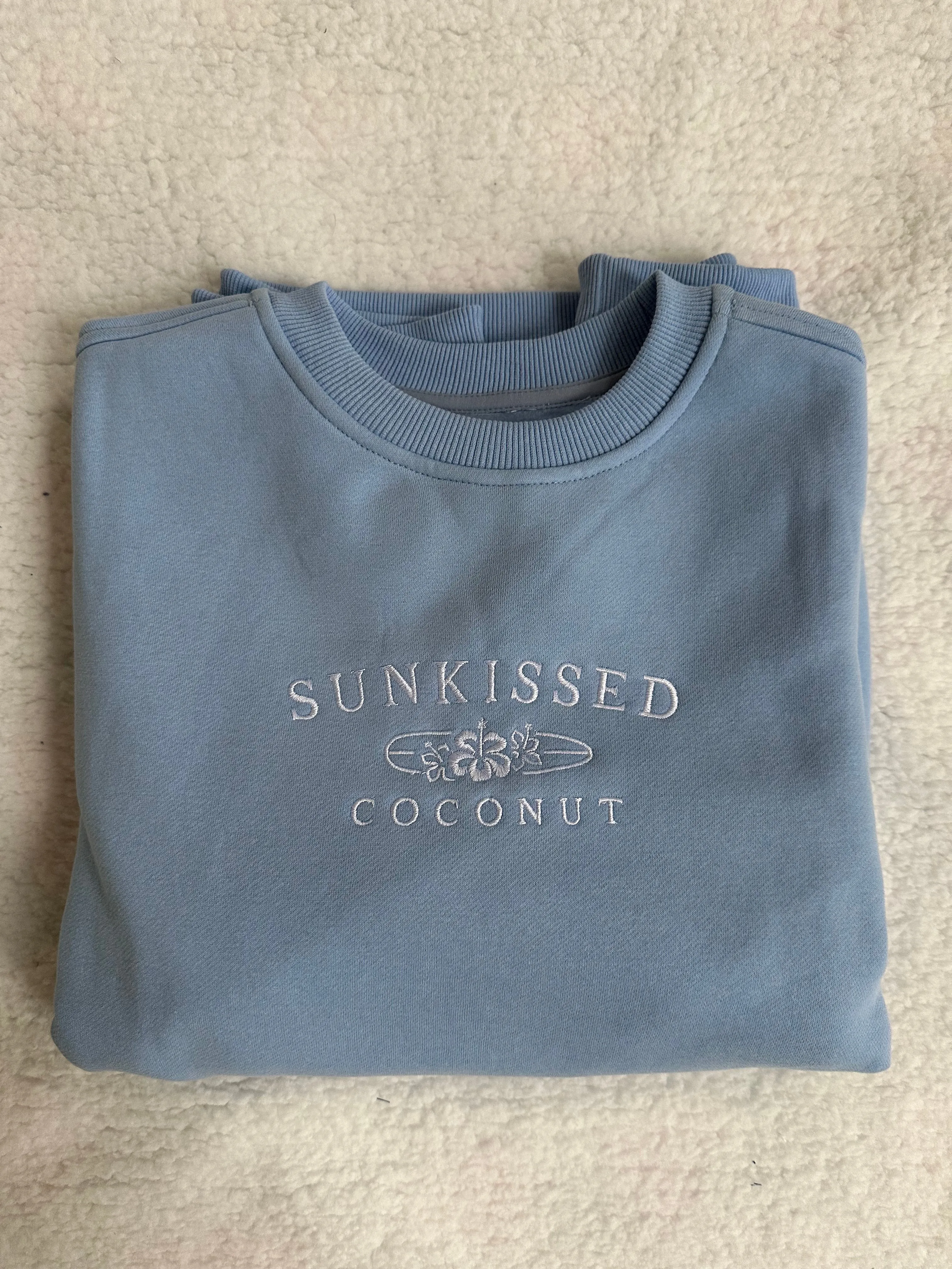 Jess Ocean Blue Embroider Sunkissedcoconut Sweatshirt