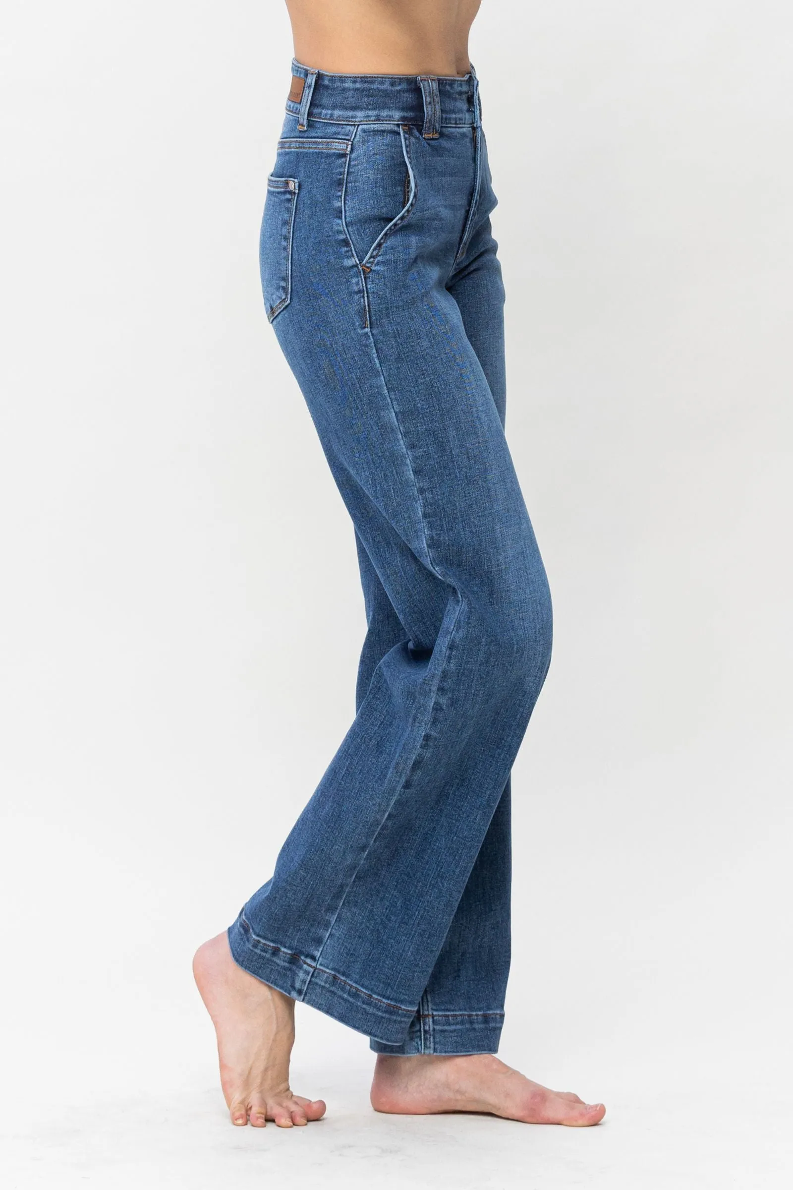 Judy Blue High Waist Double Button Wide Leg Jeans