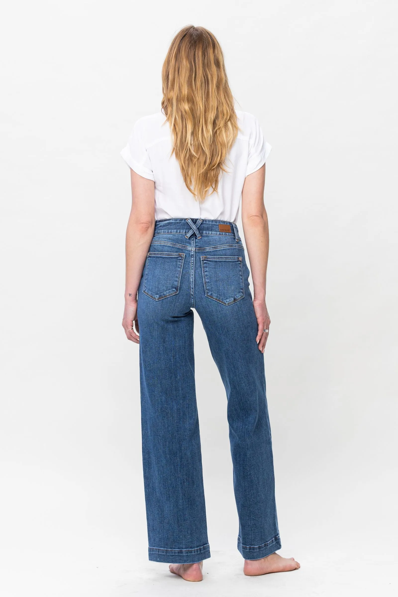 Judy Blue High Waist Double Button Wide Leg Jeans