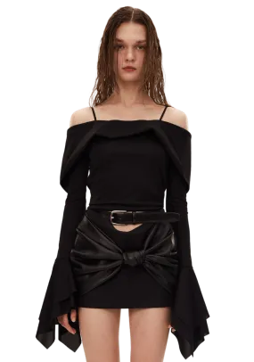 Knitted Geometric Bell Sleeve Top