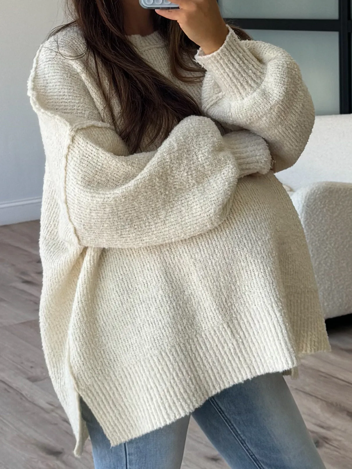 Lev Textured Sweater | Ivory |  Plus Available