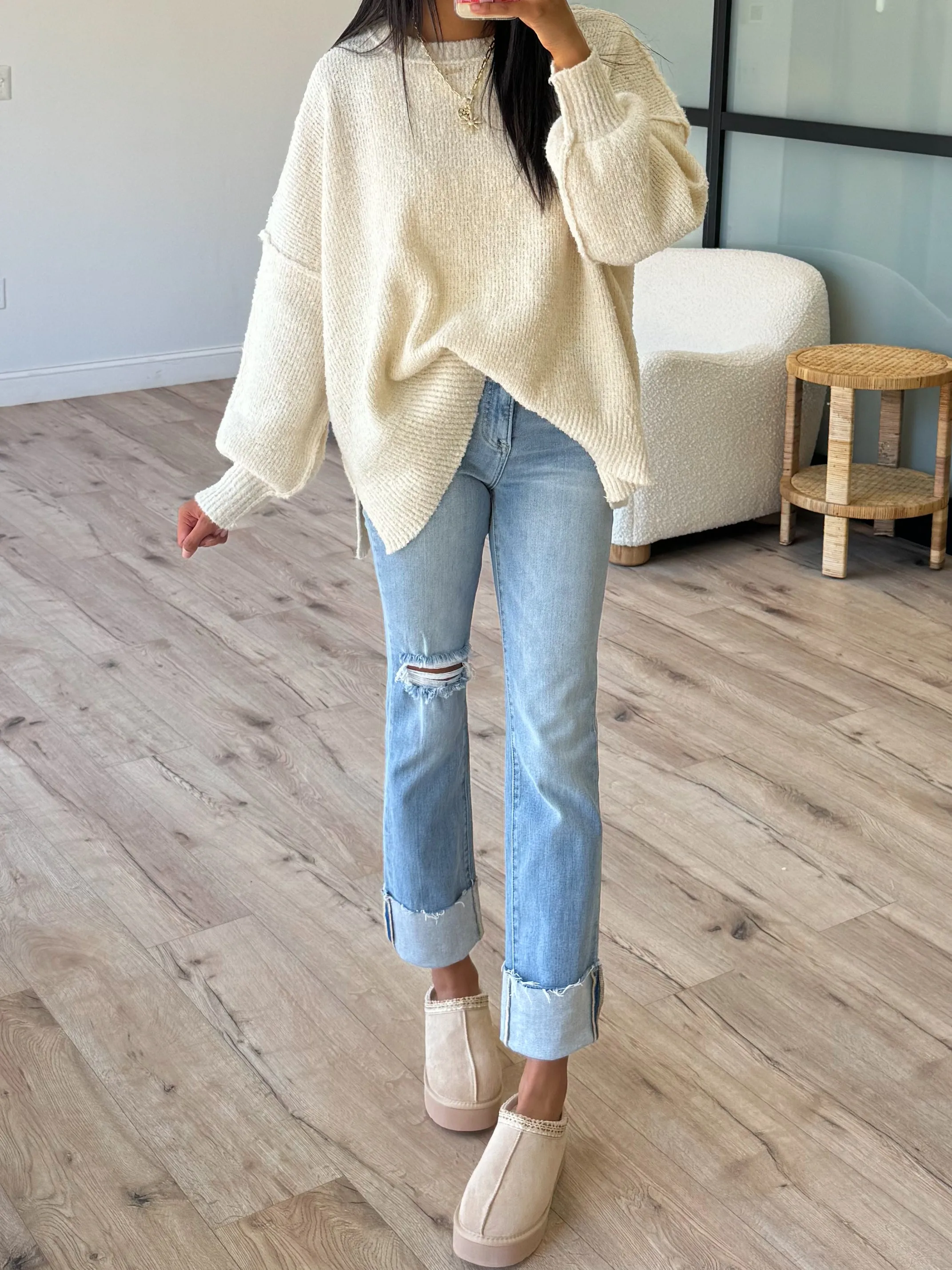 Lev Textured Sweater | Ivory |  Plus Available