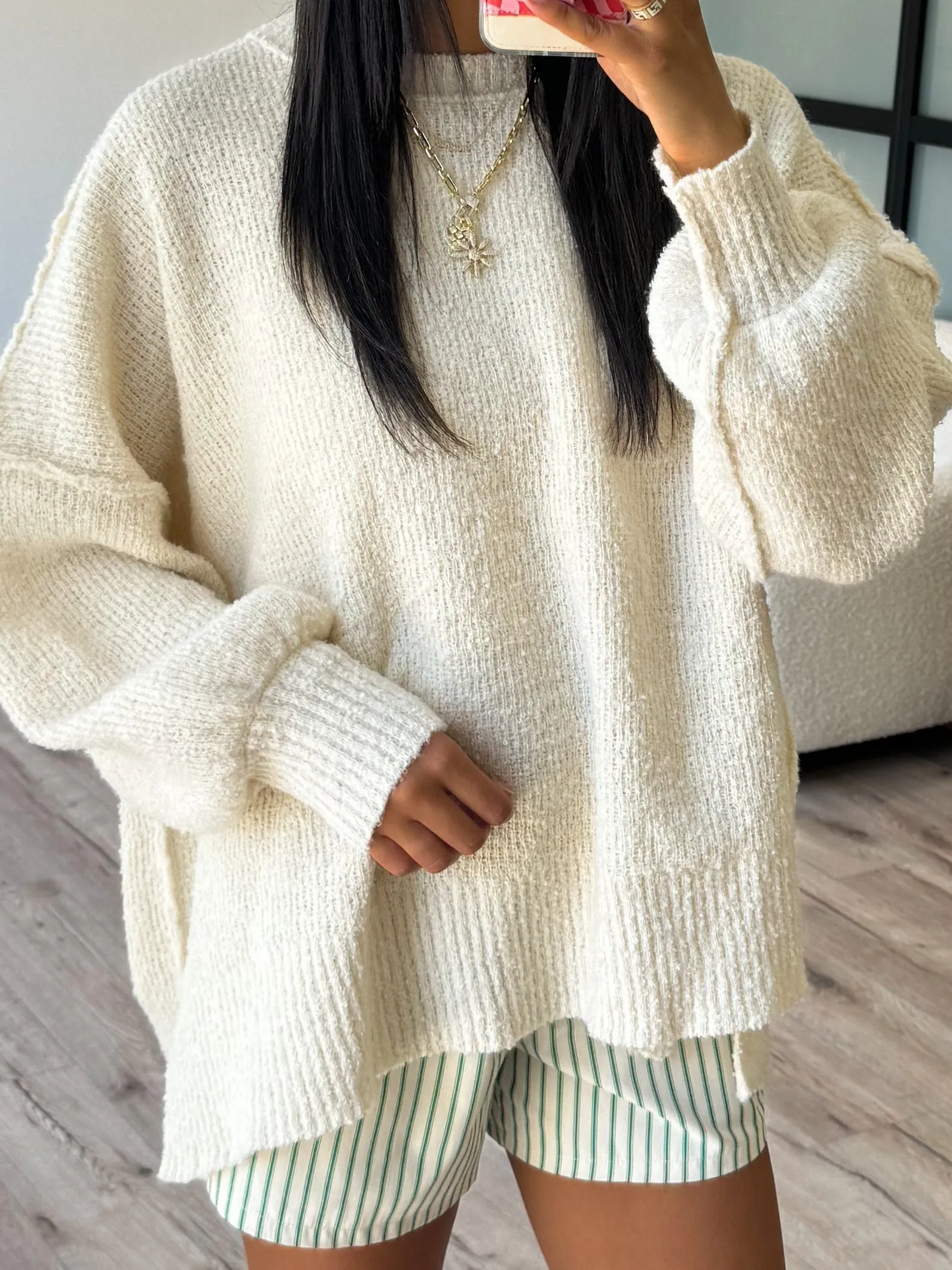Lev Textured Sweater | Ivory |  Plus Available